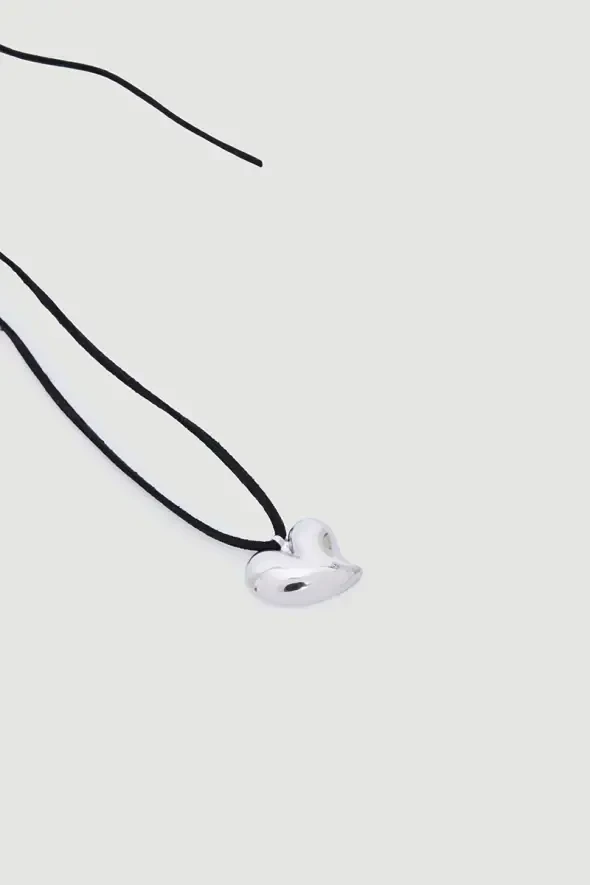 String Heart Necklace - Silver - 6