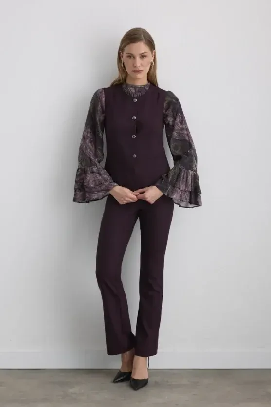 Striped Classic Vest - Plum - Gusto