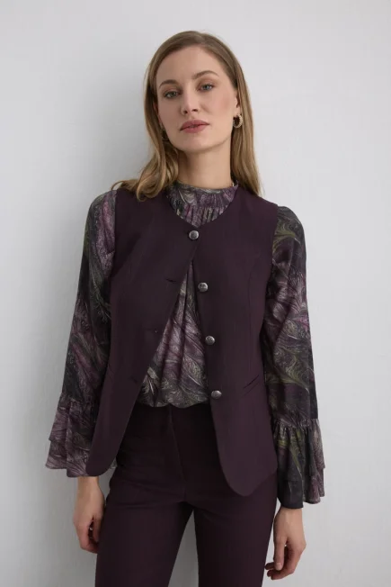 Striped Classic Vest - Plum Marroon