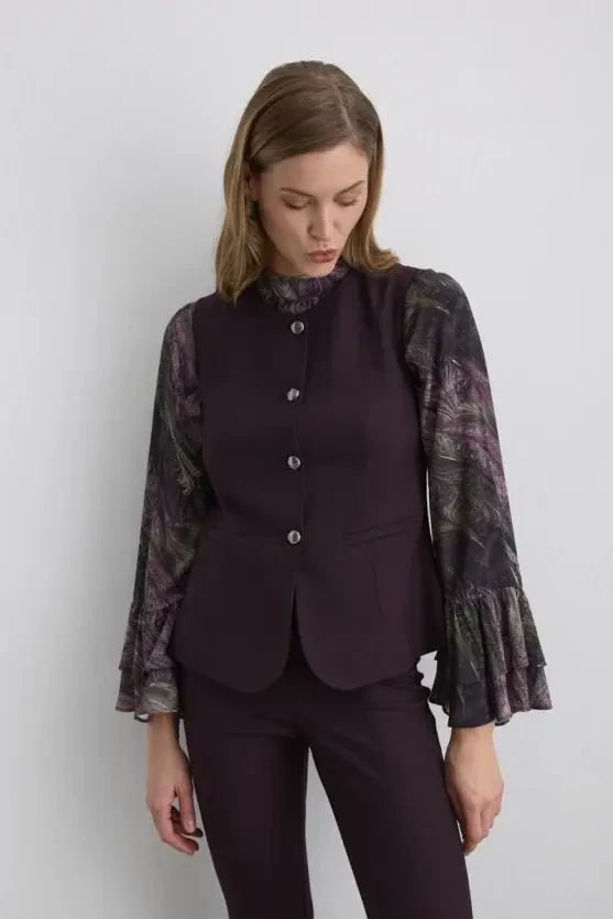 Striped Classic Vest - Plum - 4