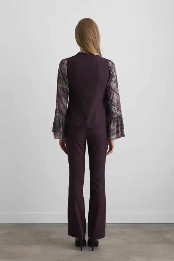 Striped Classic Vest - Plum - 5