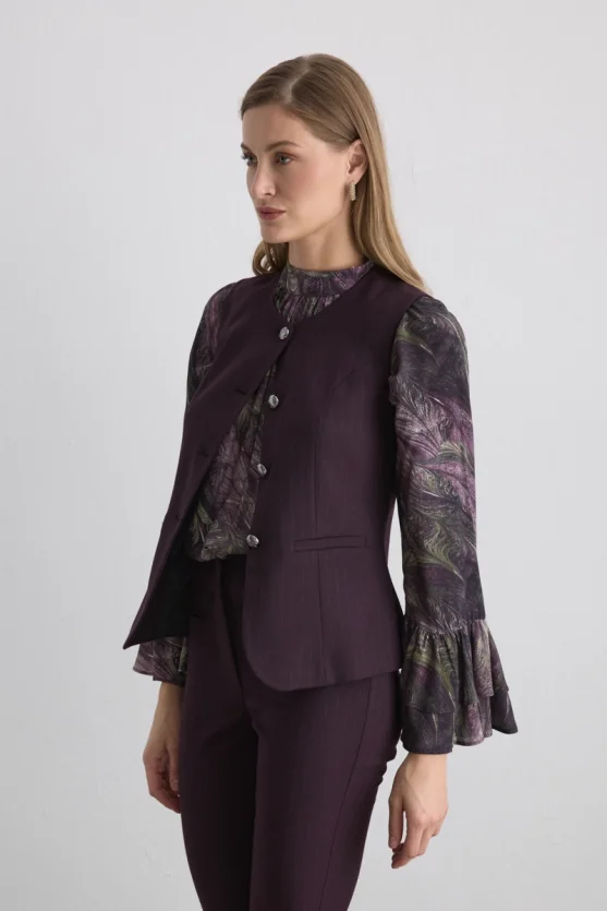 Striped Classic Vest Plum - Gusto