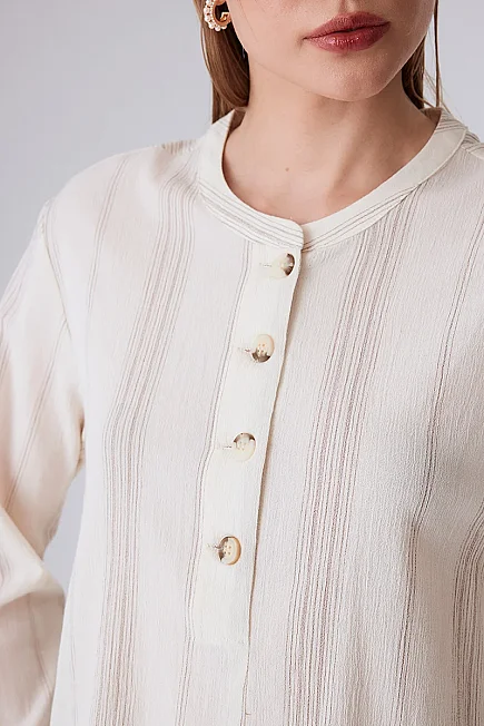 Striped Cotton Blouse - Ecru - Gusto