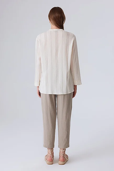 Striped Cotton Blouse - Ecru - Gusto