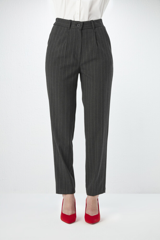 Striped Fabric Pants - Gray Gray