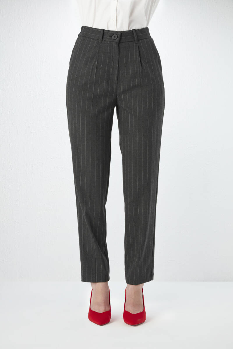Striped Fabric Pants - Gray - 1