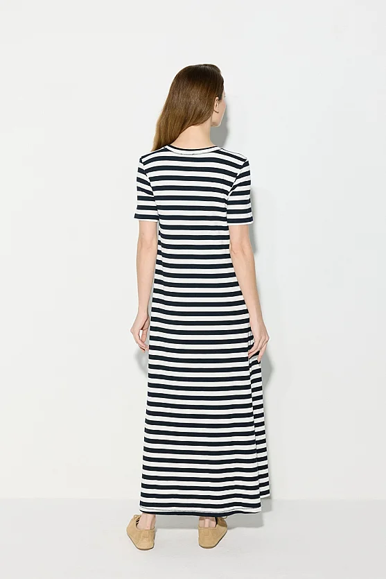 Striped Knit Dress - Navy Blue - 6