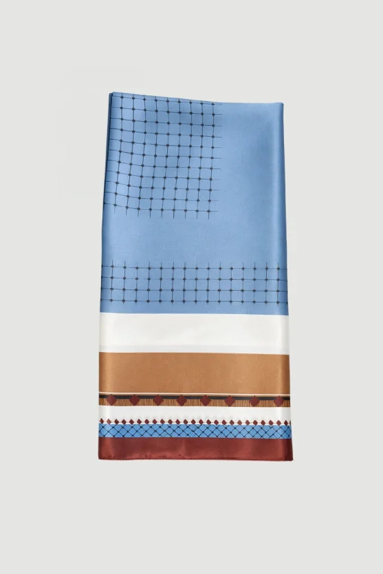 Striped Large Scarf - Blue - 1