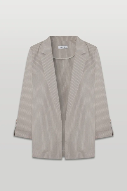 Striped Linen Jacket - Mink Mink