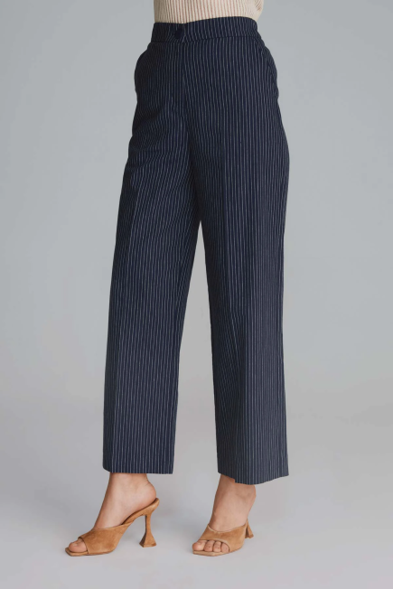 Striped Linen Pants - Navy Blue - Gusto