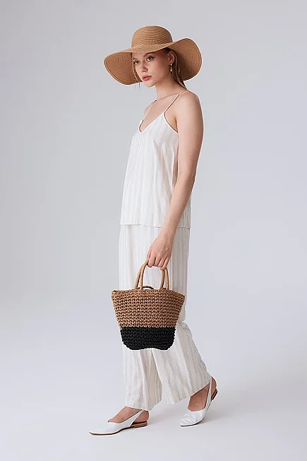 Striped Linen-Texture Tank Top - Ecru - 4