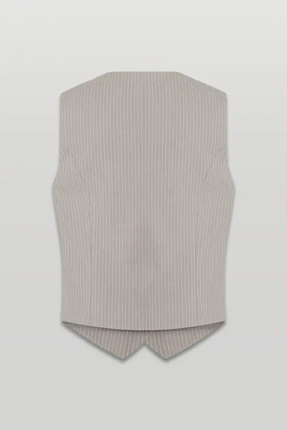 Striped Linen Vest - Mink - 6