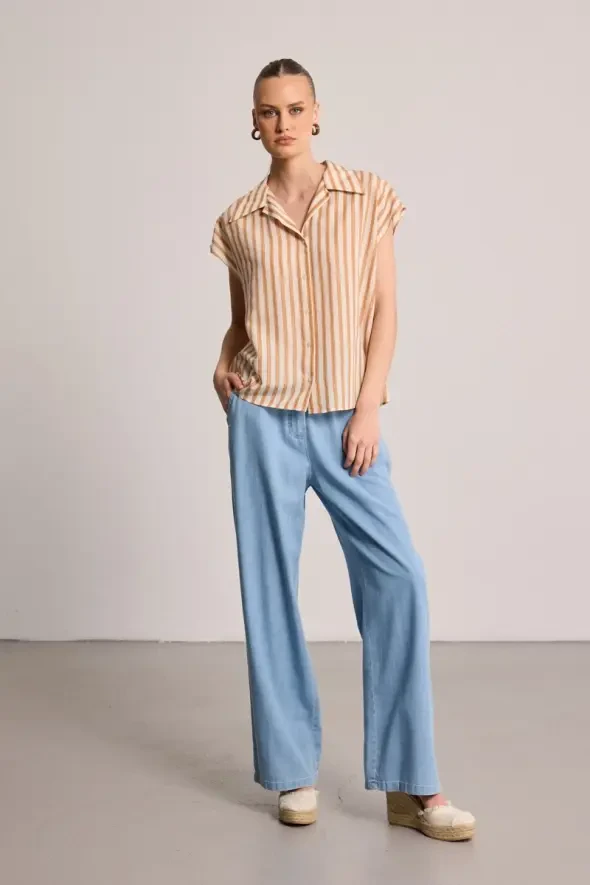 Striped Lurex Shirt - Ecru - 2