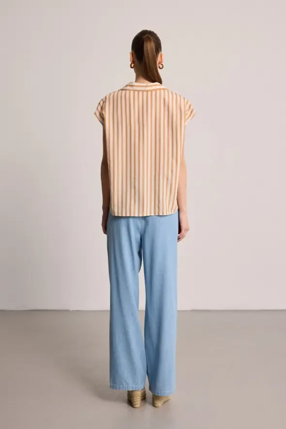 Striped Lurex Shirt - Ecru - 4