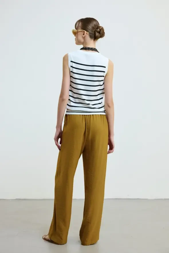 Striped Mercerized Knit Tank Top - White - 5
