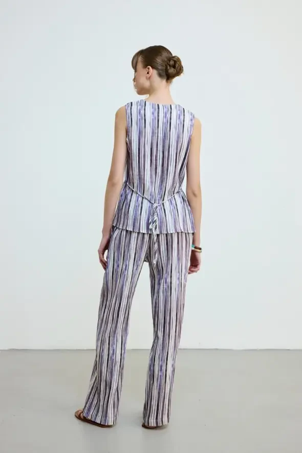 Striped Muslin Cotton Tank Top - Lilac - 6