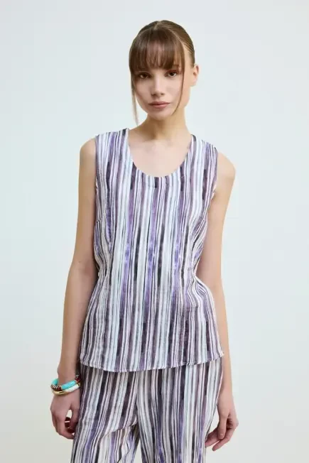 Striped Muslin Cotton Tank Top - Lilac Lilac