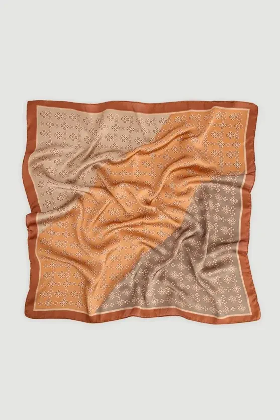 Striped Patterned Scarf - Brown - 2