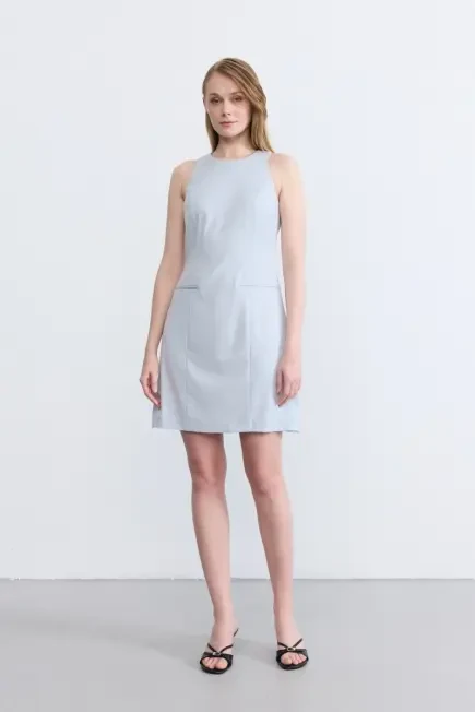 Striped Pinafore Dress - Blue Blue