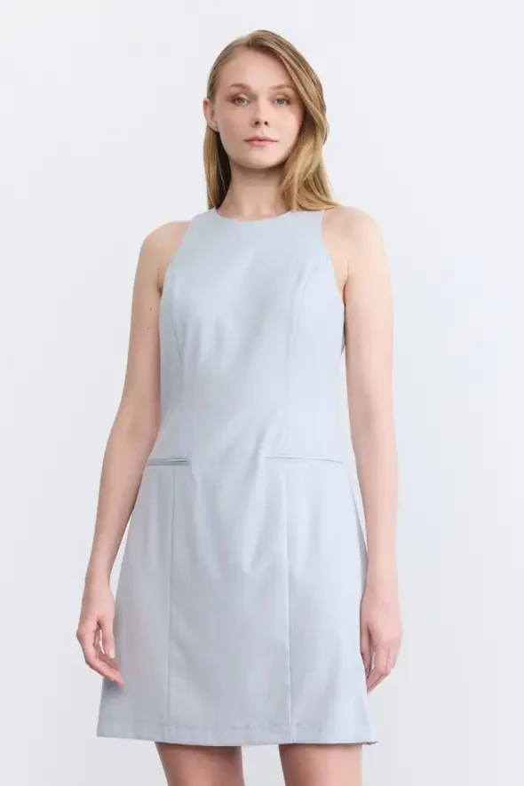 Striped Pinafore Dress - Blue - 2