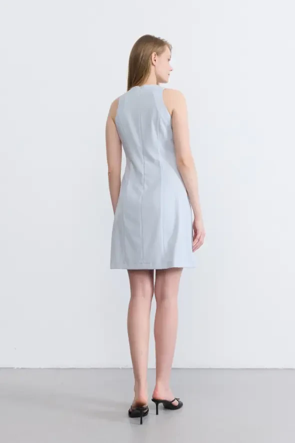 Striped Pinafore Dress - Blue - 7