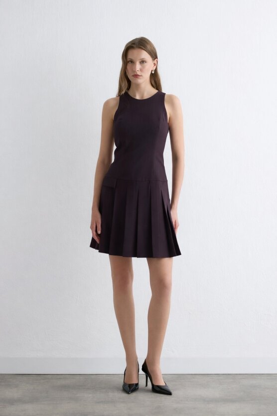 Striped Pinafore Dress - Plum - Gusto