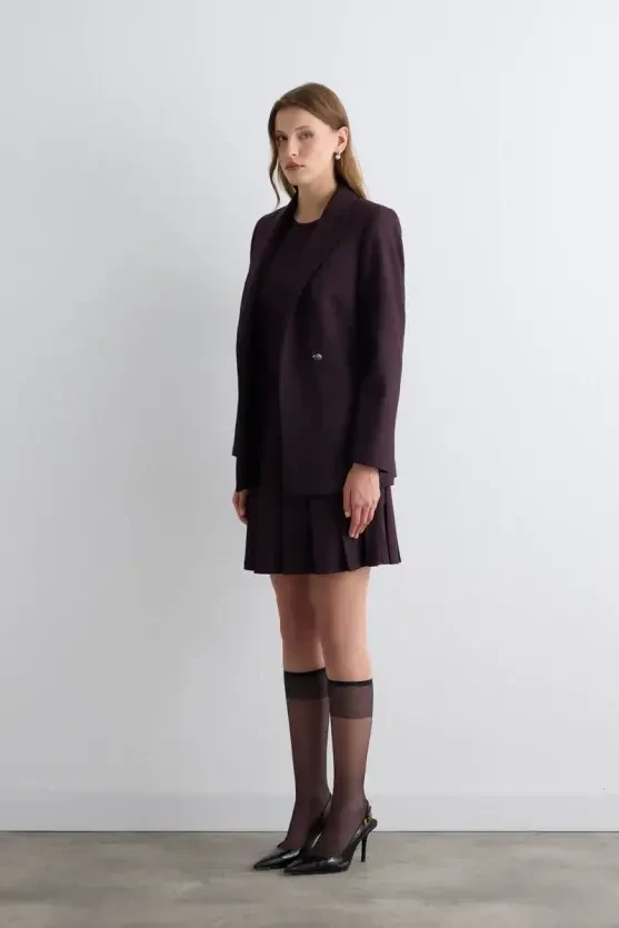 Striped Pinafore Dress - Plum - Gusto