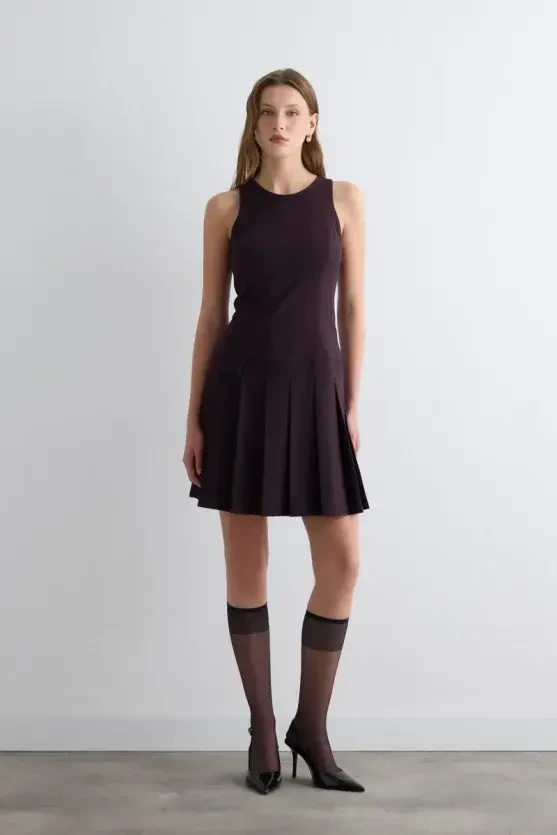 Striped Pinafore Dress - Plum - Gusto