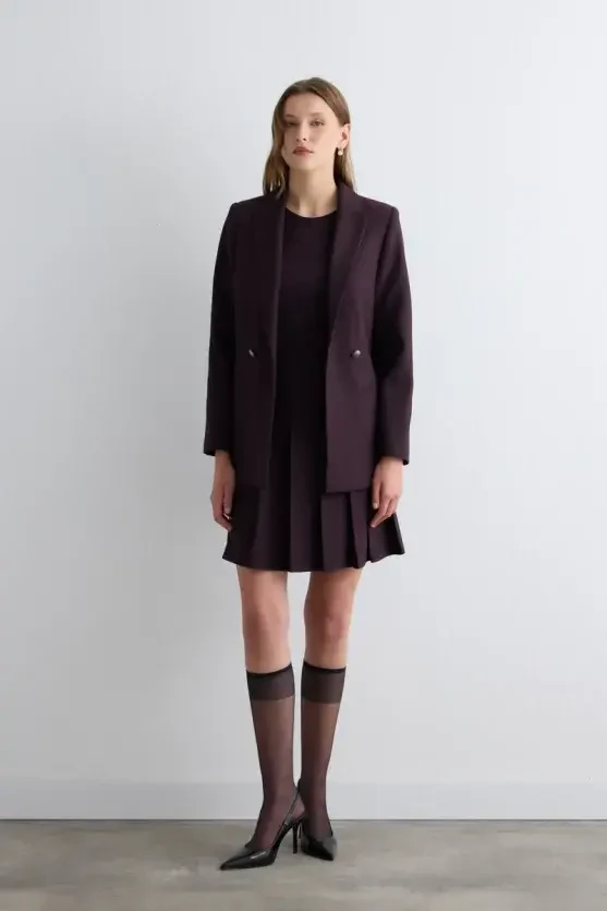 Striped Pinafore Dress - Plum - Gusto