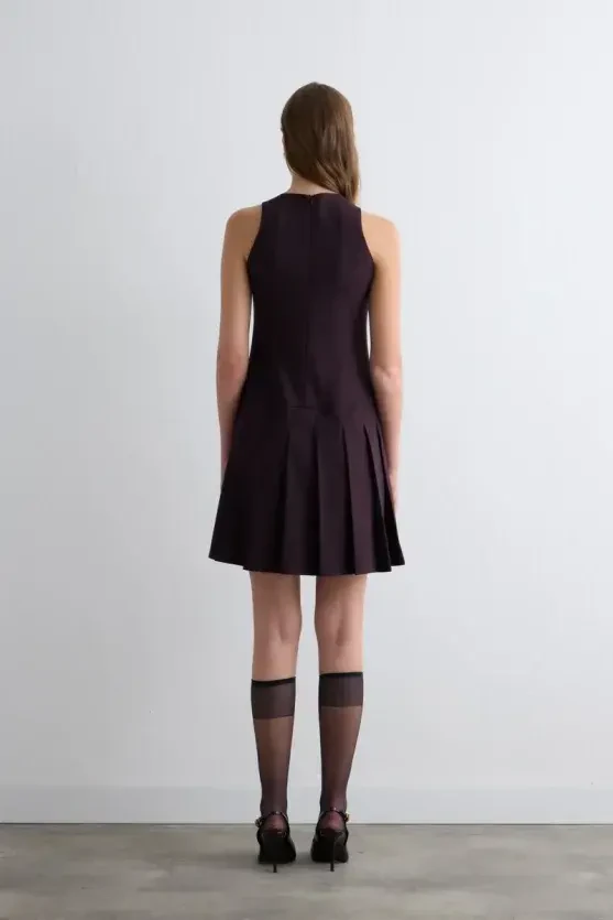 Striped Pinafore Dress - Plum - Gusto