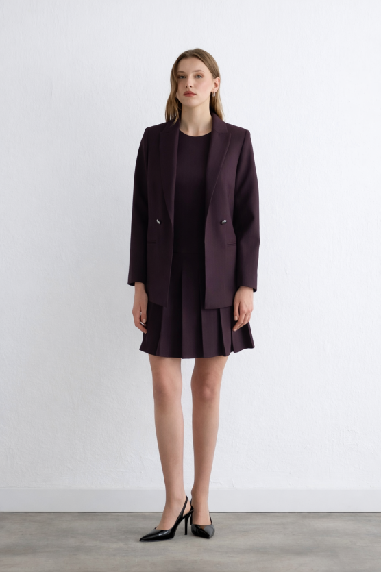 Striped Pinafore Dress - Plum - 2