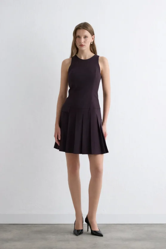 Striped Pinafore Dress Plum - 1