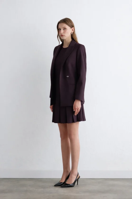 Striped Pinafore Dress Plum - 3