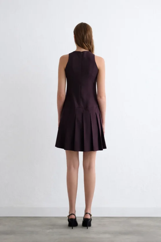 Striped Pinafore Dress Plum - 5