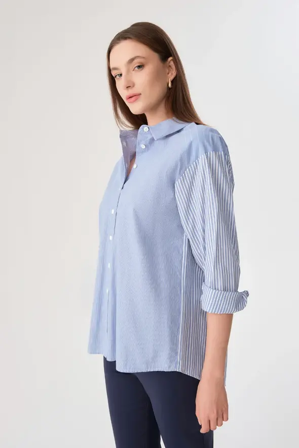 Striped Relaxed Fit Shirt - Blue - 3