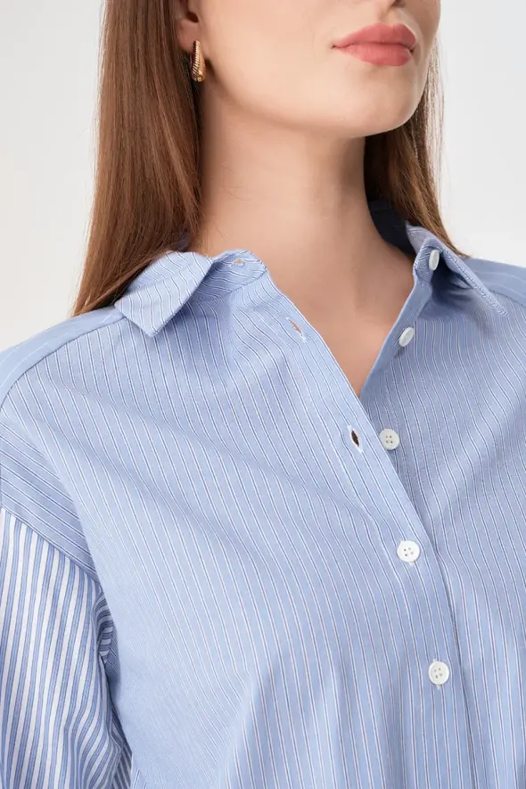 Striped Relaxed Fit Shirt - Blue - 4