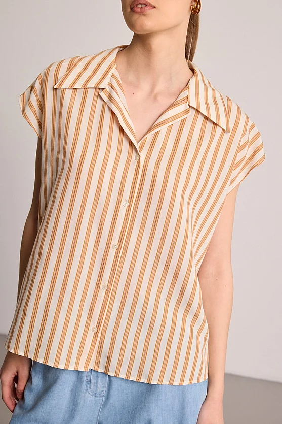 Striped Shimmer Shirt - Ecru - Gusto