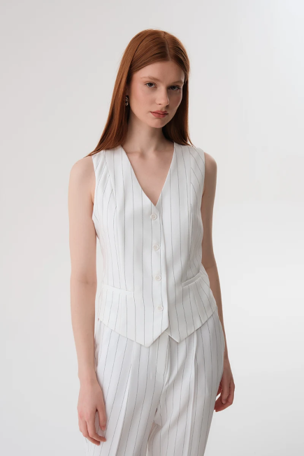 Striped Vest - White - Gusto