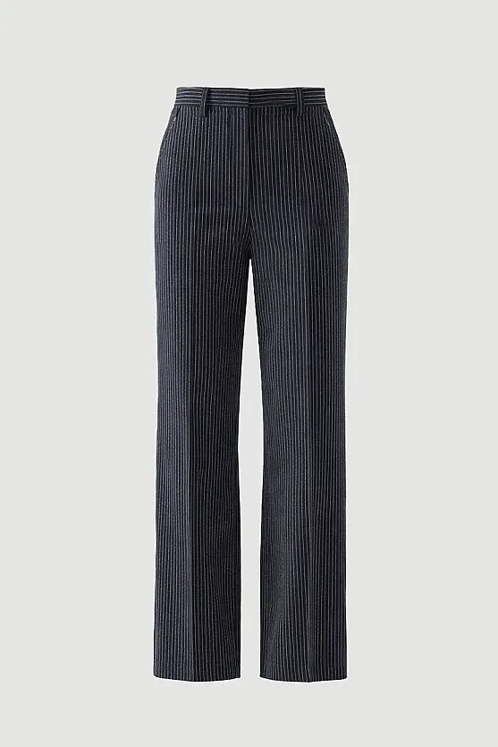 Striped Viscose Linen Pants - Navy Blue - Gusto