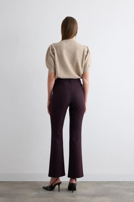 Striped Wide-Leg Pants - Plum - Gusto