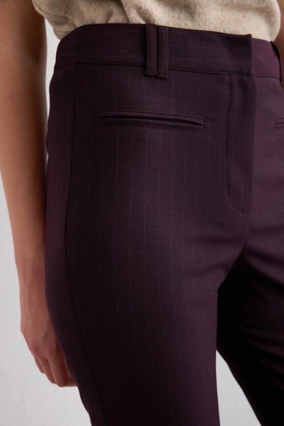 Striped Wide-Leg Pants - Plum - Gusto