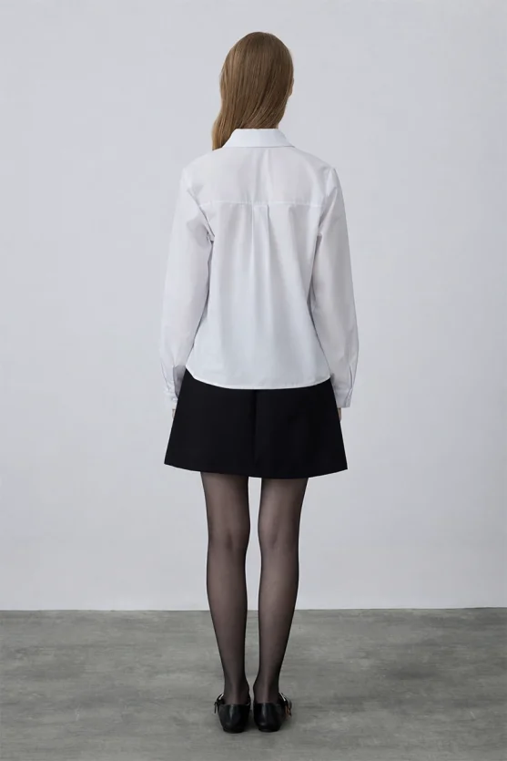 Studded Cotton Shirt - White - Gusto