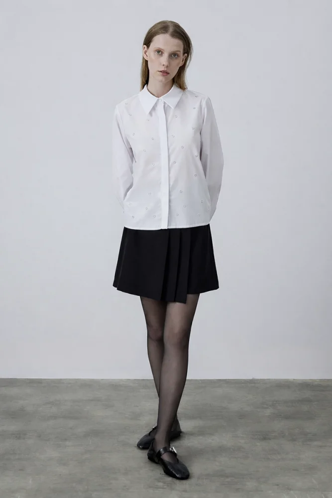 Studded Cotton Shirt - White White