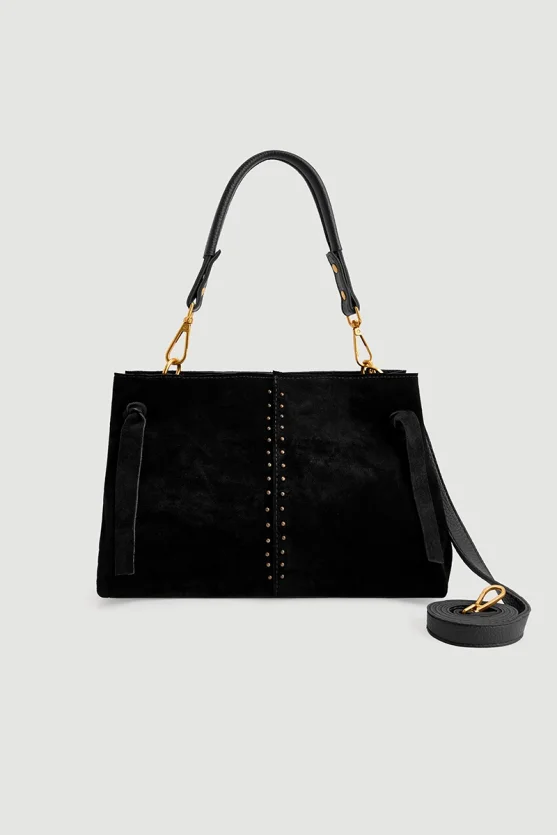 Studded Suede Bag Black - Gusto