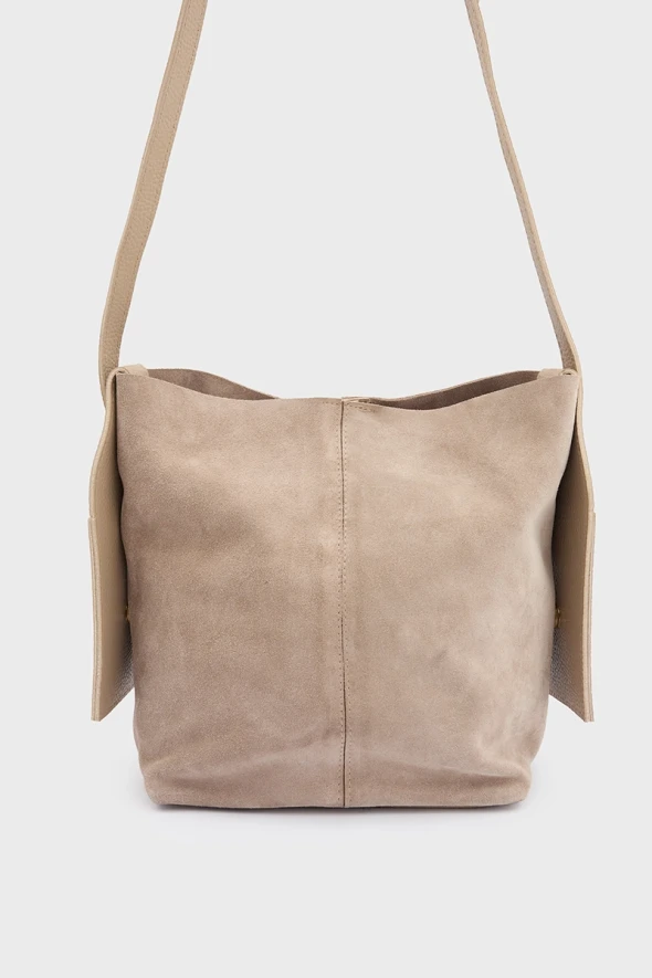 Suede Bag with Puppy - Beige - 4