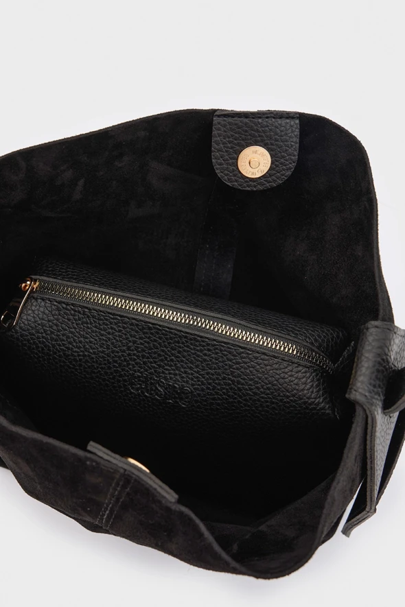 Suede Bag with Puppy - Black - 3