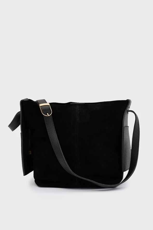 Suede Bag with Puppy - Black - 4