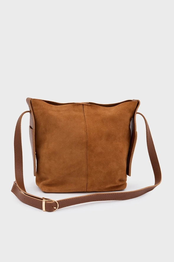 Suede Bag with Puppy - Tan - 5