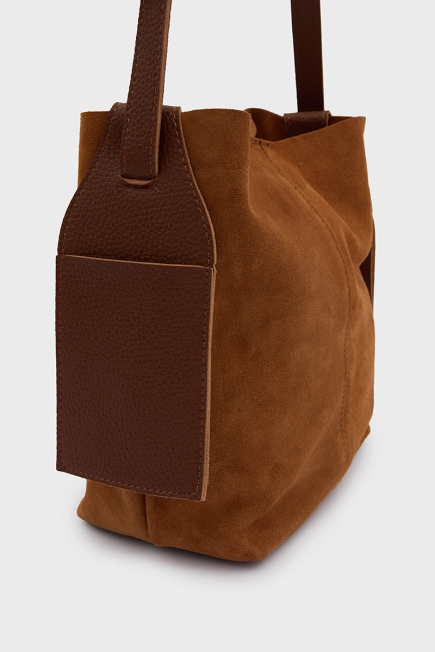 Suede Bag with Puppy - Tan Tan