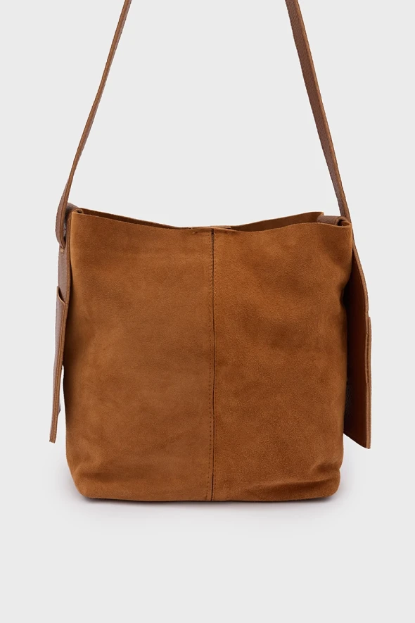 Suede Bag with Puppy - Tan - 3